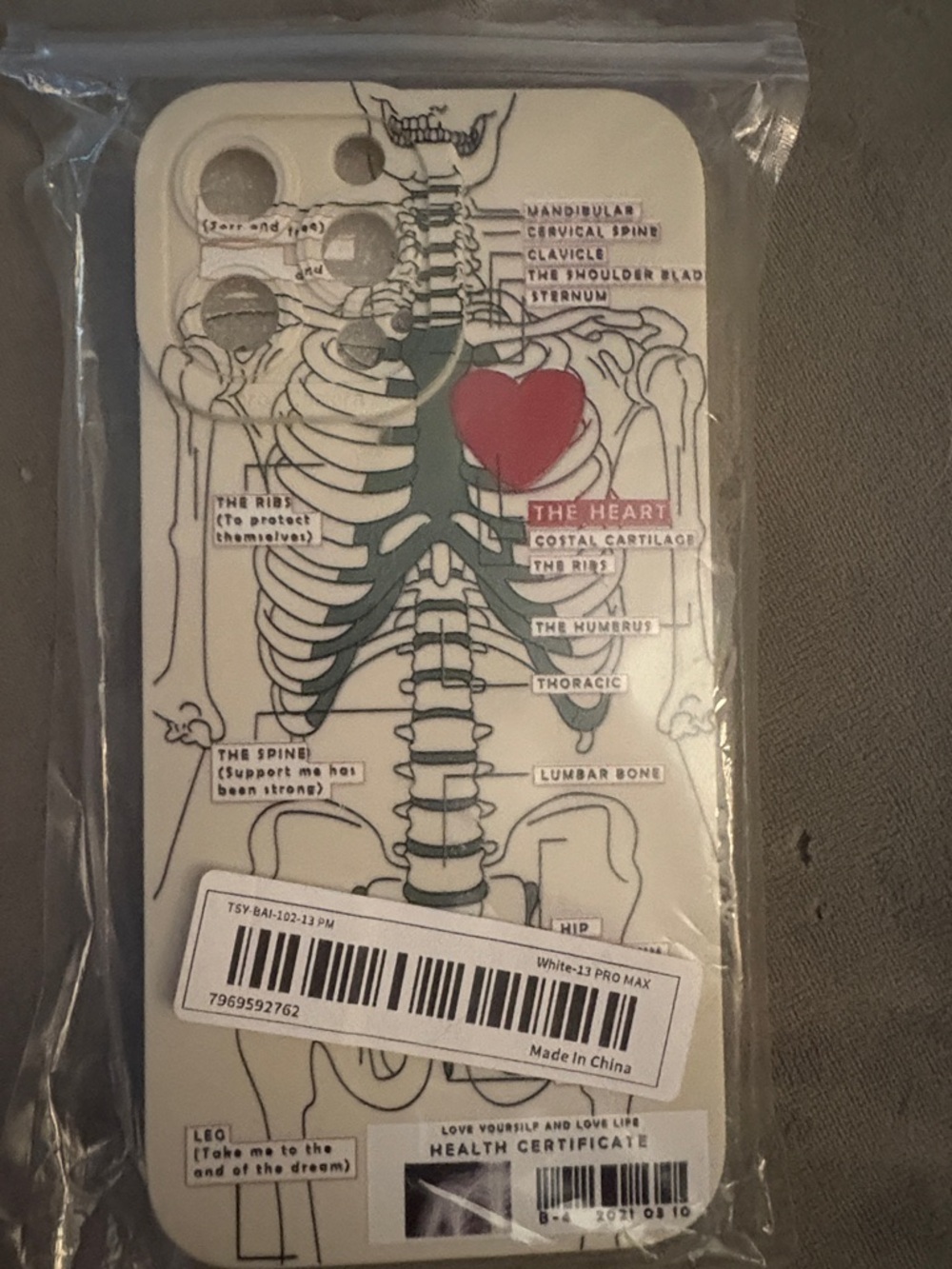 White Anatomical Skeleton Heart iPhone Case - Unbranded